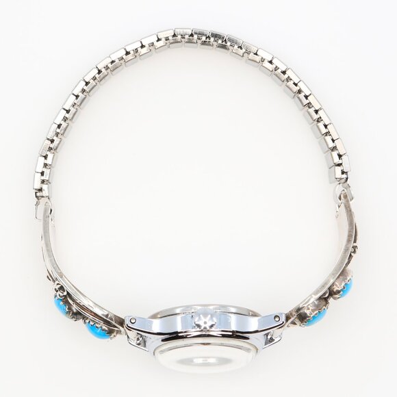 Vintage Kay Johnson Anglo Navajo Type Sterling Silver Turquoise Watch Tips Watch main image 5